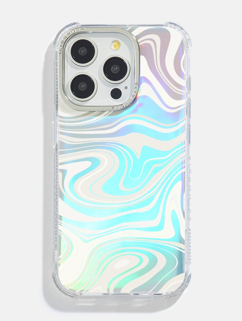 White Swirl Holo Foil Shock iPhone Case Phone Cases Skinnydip London