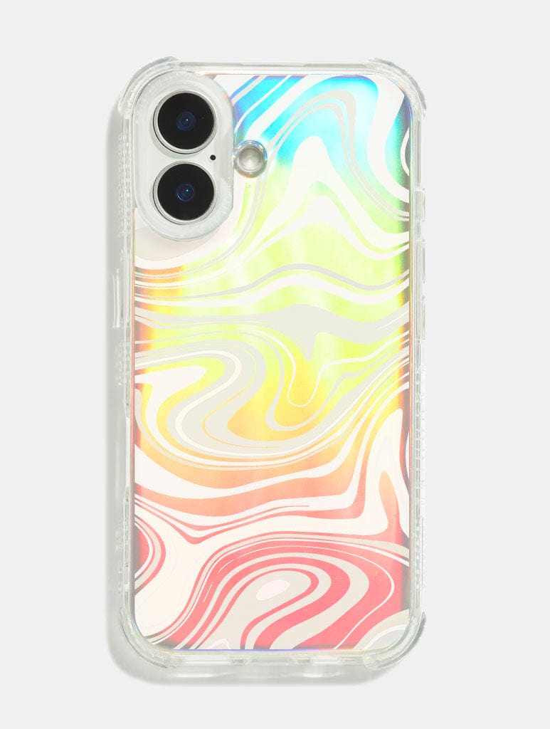 White Swirl Holo Foil Shock iPhone Case Phone Cases Skinnydip London