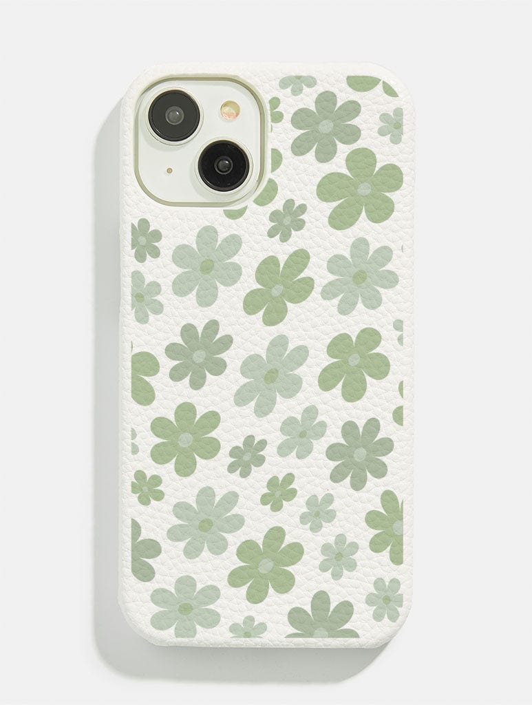 White Warped Sage Flower Vegan Leather iPhone Case Phone Cases Skinnydip London