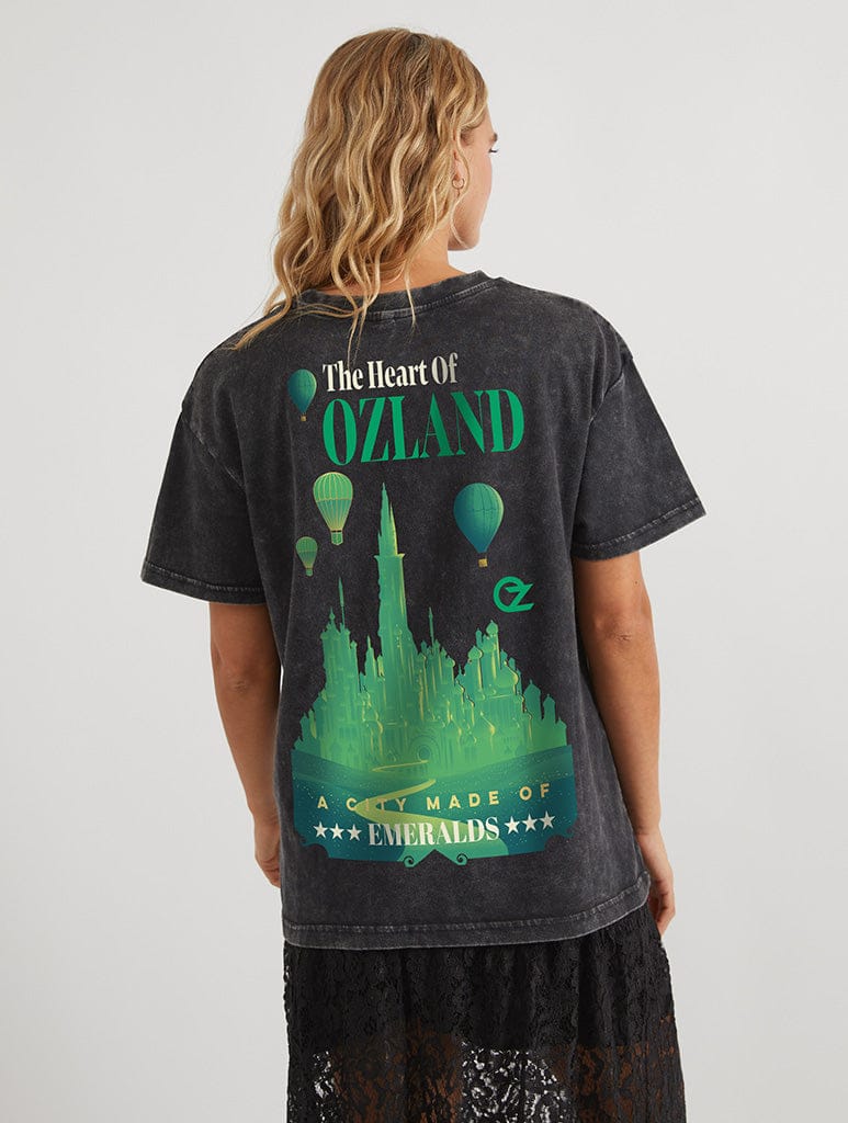 Wicked x Skinnydip Emerald City T-Shirt In Acid Wash Tops & T-Shirts Skinnydip London