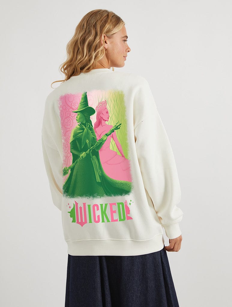 Wicked x Skinnydip Pink And Green Sweatshirt In White Hoodies & Sweatshirts Skinnydip London