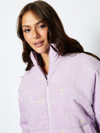 Wildflower Cord Puffer in Lilac Coats & Jackets Skinnydip London