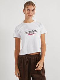 Wuthering Heights x Skinnydip Be With Me Always Baby T-Shirt In White Tops & T-Shirts Skinnydip London