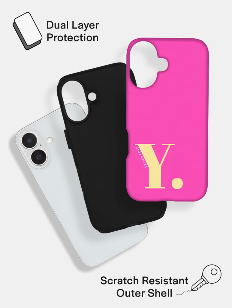 'Y' Initial Pink Ultra Protective iPhone Case Phone Cases Skinnydip London