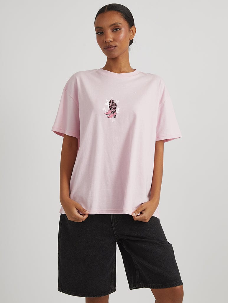 Yee Haw or Leave T-Shirt In Pink Tops & T-Shirts Skinnydip London