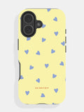 Yellow and Blue Ditsy Hearts Ultra Protective iPhone Case Phone Cases Skinnydip London