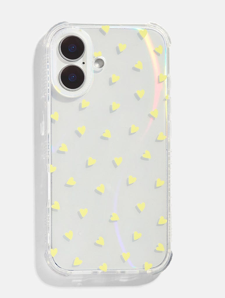 Yellow Ditsy Heart Shock iPhone Case Phone Cases Skinnydip London