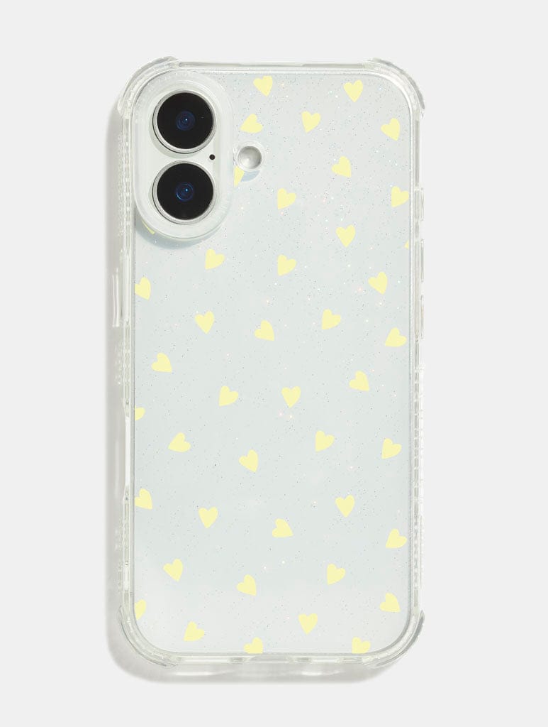 Yellow Ditsy Hearts Shock iPhone Case Phone Cases Skinnydip London