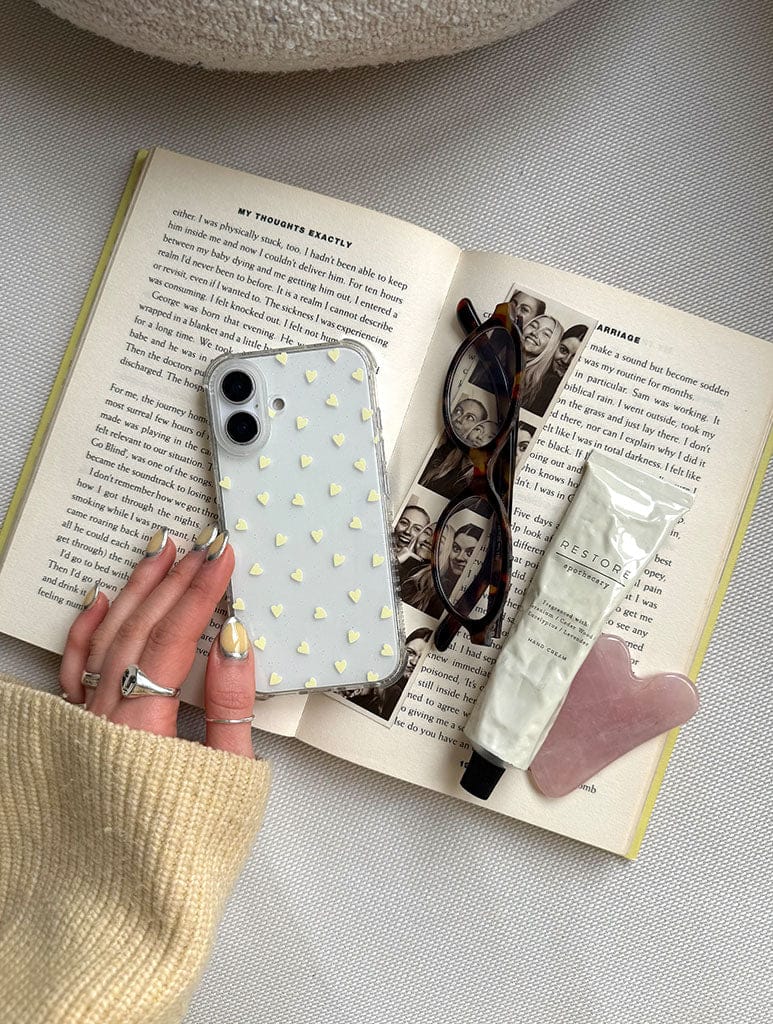 Yellow Ditsy Hearts Shock iPhone Case Phone Cases Skinnydip London