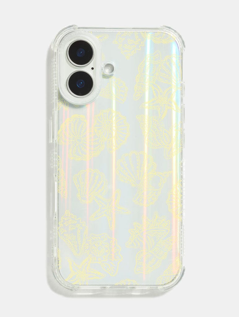 Yellow Outline Sea Shells Shock iPhone Case Phone Cases Skinnydip London