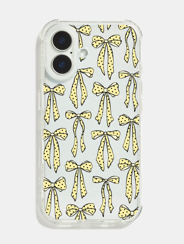 Yellow Polka Dot Bows Shock iPhone Case Phone Cases Skinnydip London