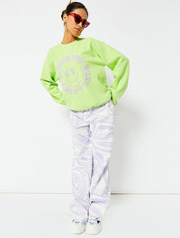 Wish You Weren't Here Oversized Sweatshirt in Lime Hoodies & Sweatshirts Skinnydip London