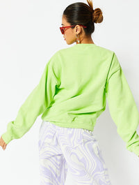 Wish You Weren't Here Oversized Sweatshirt in Lime Hoodies & Sweatshirts Skinnydip London