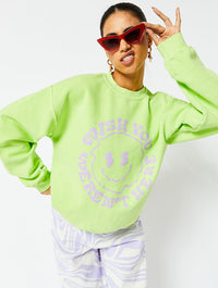 Wish You Weren't Here Oversized Sweatshirt in Lime Hoodies & Sweatshirts Skinnydip London