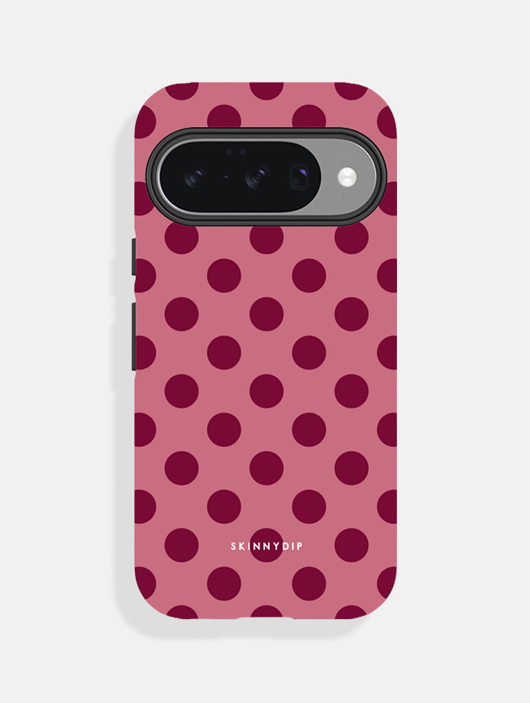 Burgundy Red Large Polka Dot Ultra Protective Google Pixel Case