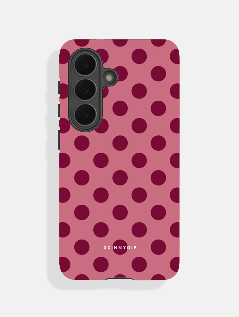 Burgundy Red Large Polka Dot Ultra Protective Samsung Case