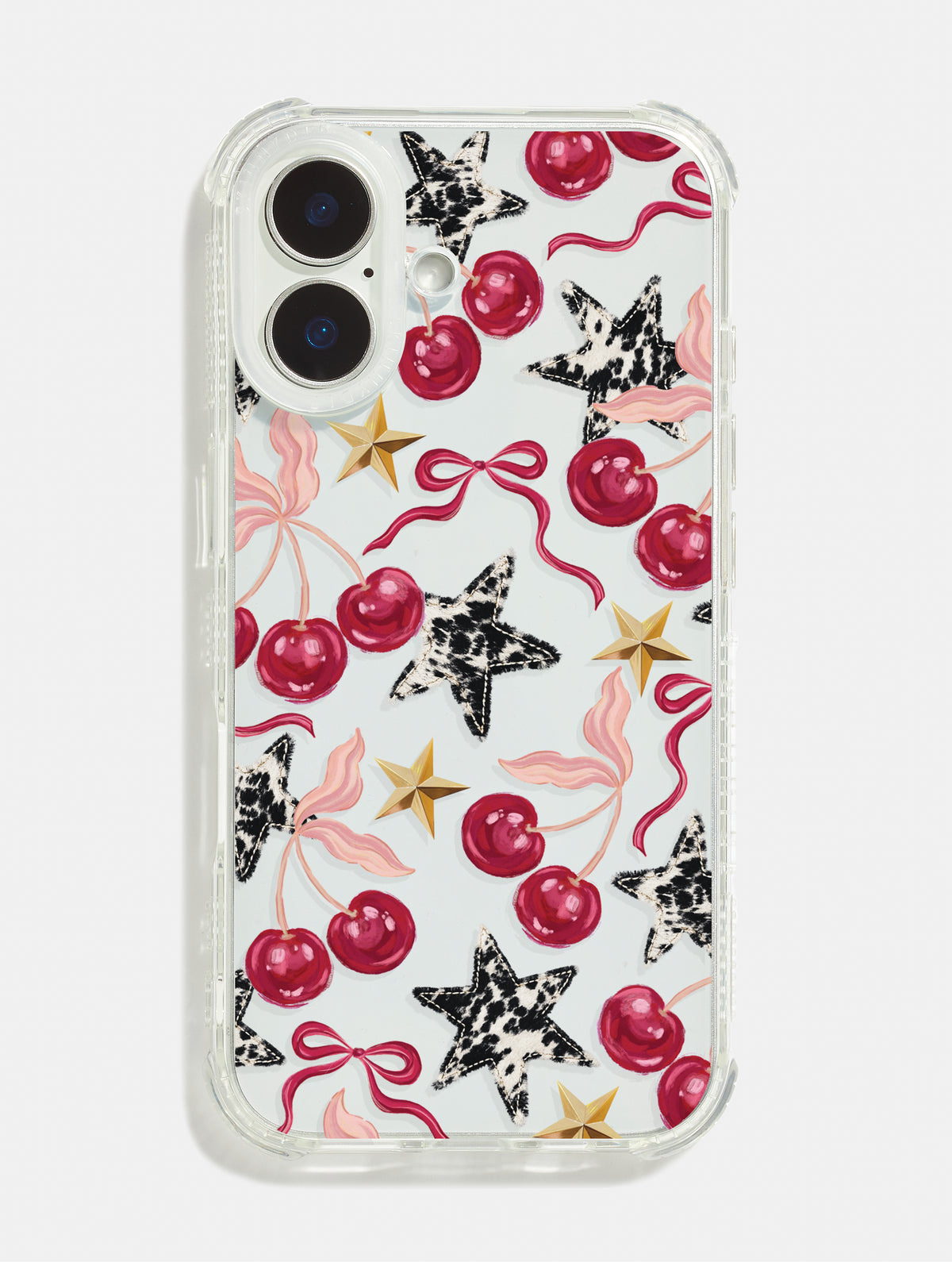 Cherry Bows & Cow Print Stars Holo Shock iPhone Case