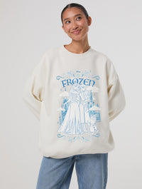 Disney Frozen 2 Castle Front Print Sweatshirt In White