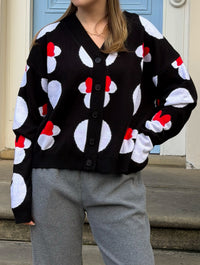 Disney Minnie Mouse Head Polka Dot Knitted Cardigan in Black