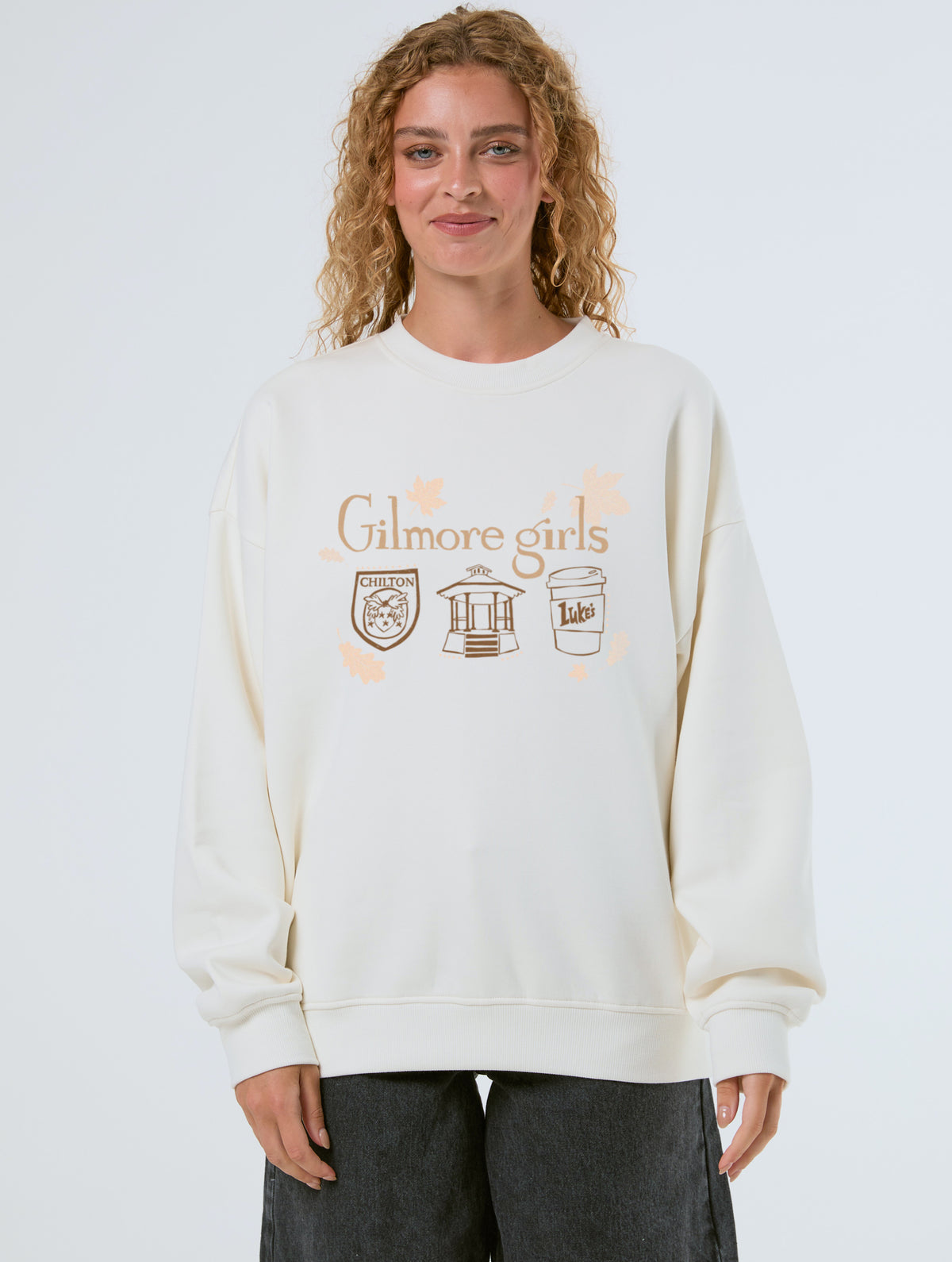 Gilmore Girls x Skinnydip Leaves Sweatshirt In White