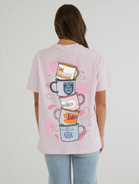 Gilmore Girls x Skinnydip Stars Hollow Coffee Club T-Shirt In Pink