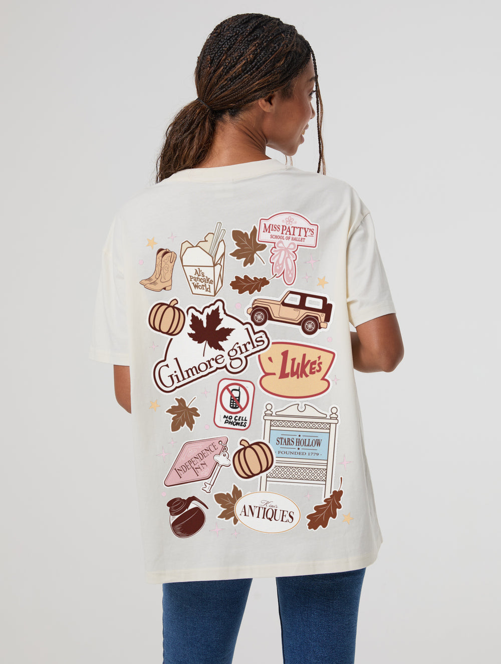 Gilmore Girls x Skinnydip Sticker T-Shirt In White