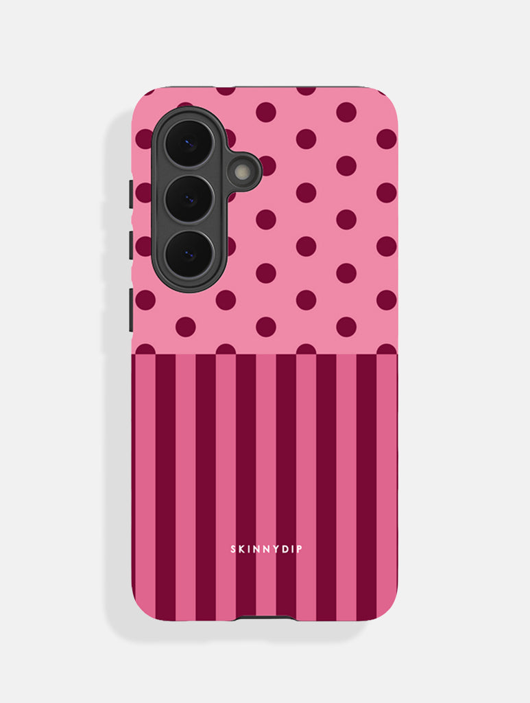 Mixed Pattern Pink And Burgundy Ultra Protective Samsung Case