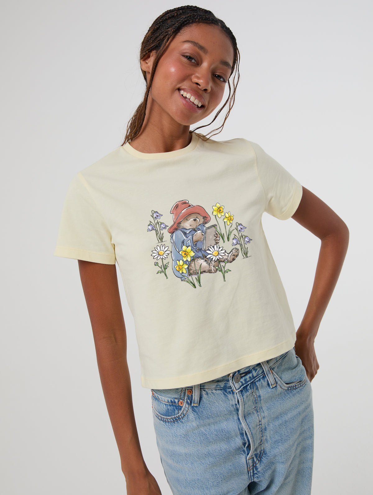 Paddington x Skinnydip Floral Baby T-Shirt In Butter Yellow