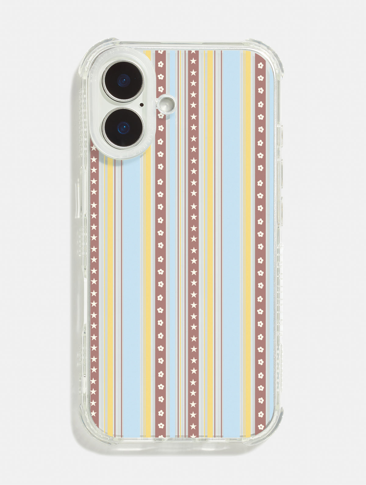 Patterned Stripe Yellow Blue & Brown Shock iPhone Case