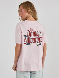 The Vampire Diaries x Skinnydip Damon Salvatore Poster T-Shirt In Pink