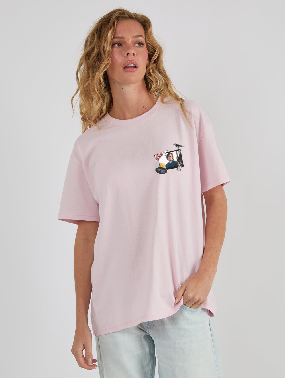 The Vampire Diaries x Skinnydip Damon Salvatore Poster T-Shirt In Pink