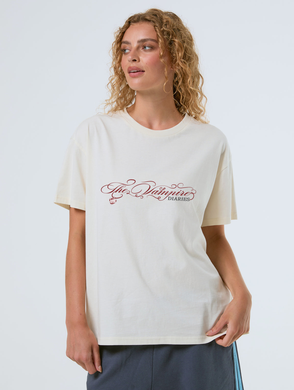 The Vampire Diaries x Skinnydip Lace Poster T-Shirt In White