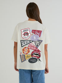 The Vampire Diaries x Skinnydip Varsity Sticker T-Shirt In White