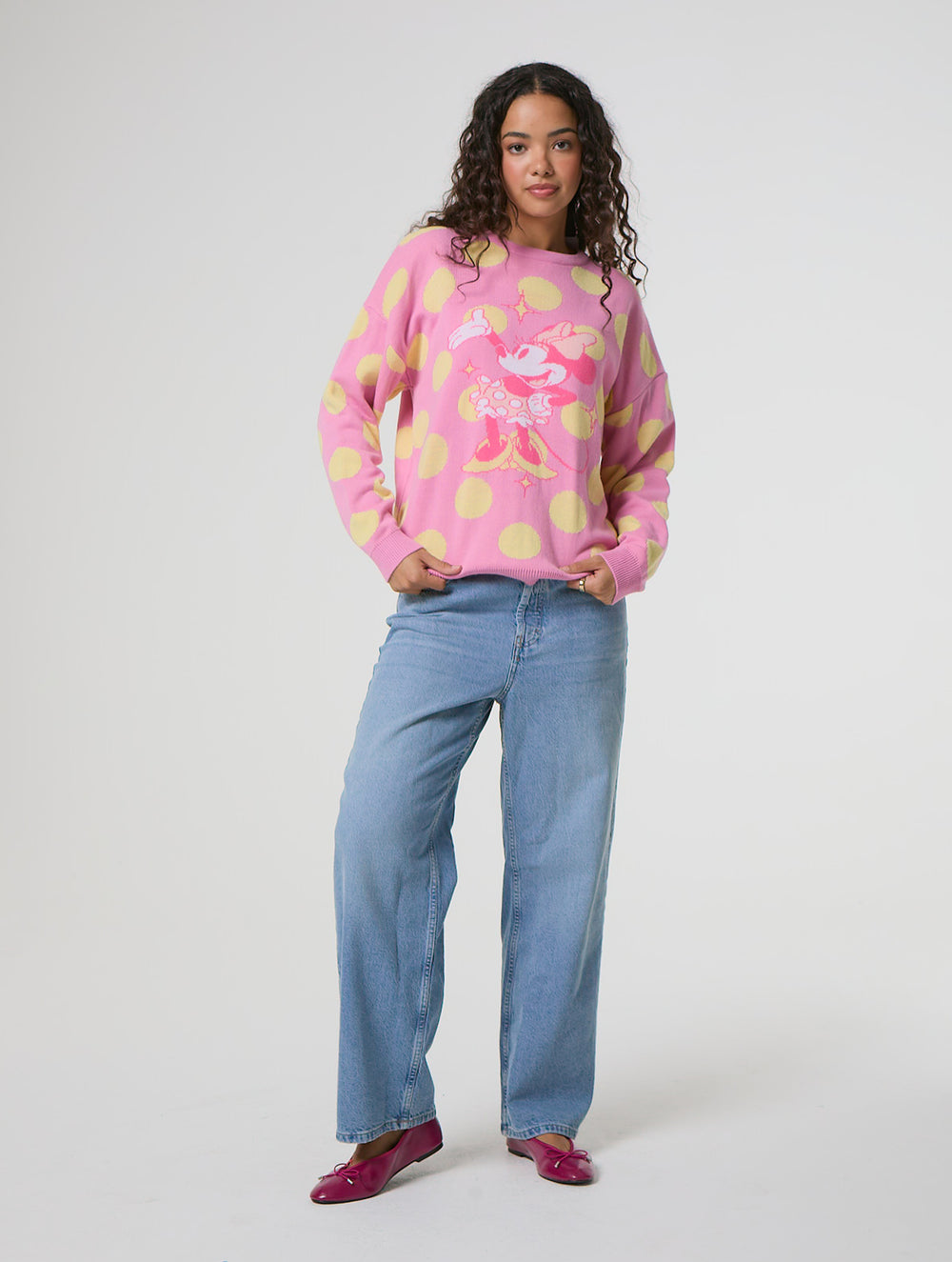 Disney Minnie Mouse Pink Polka Dot Knitted Jumper