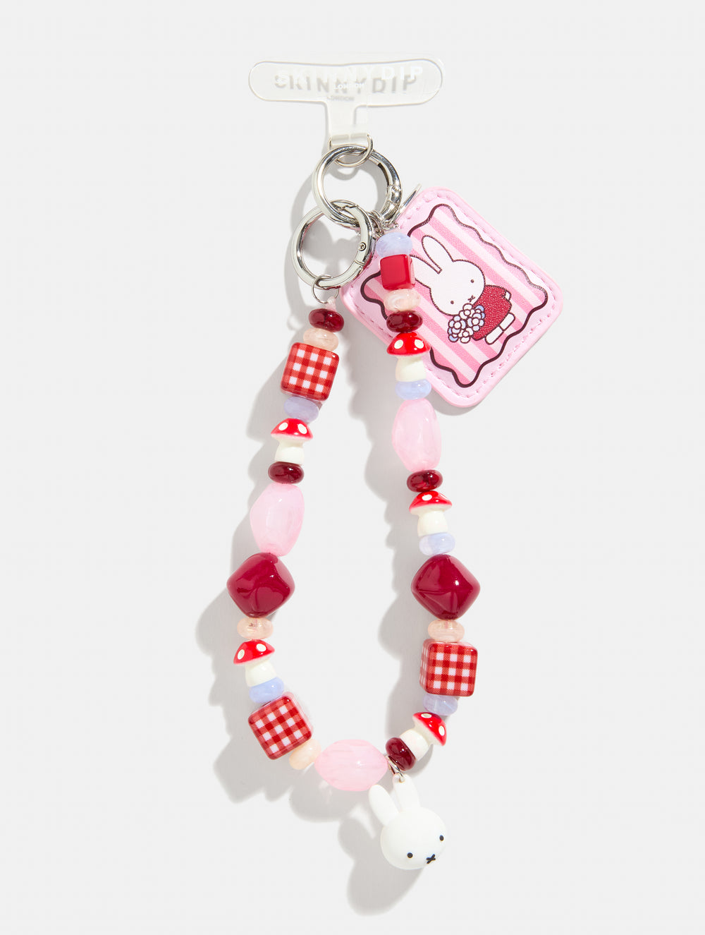Miffy x Skinnydip Patchwork Beaded Charm in Pink