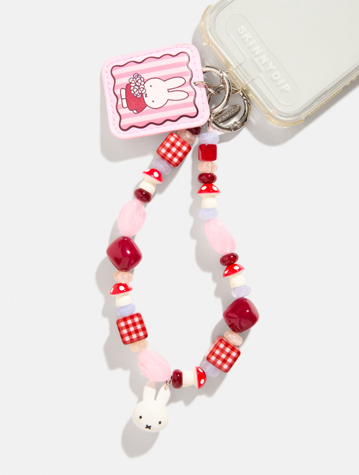 Miffy x Skinnydip Patchwork Beaded Charm in Pink