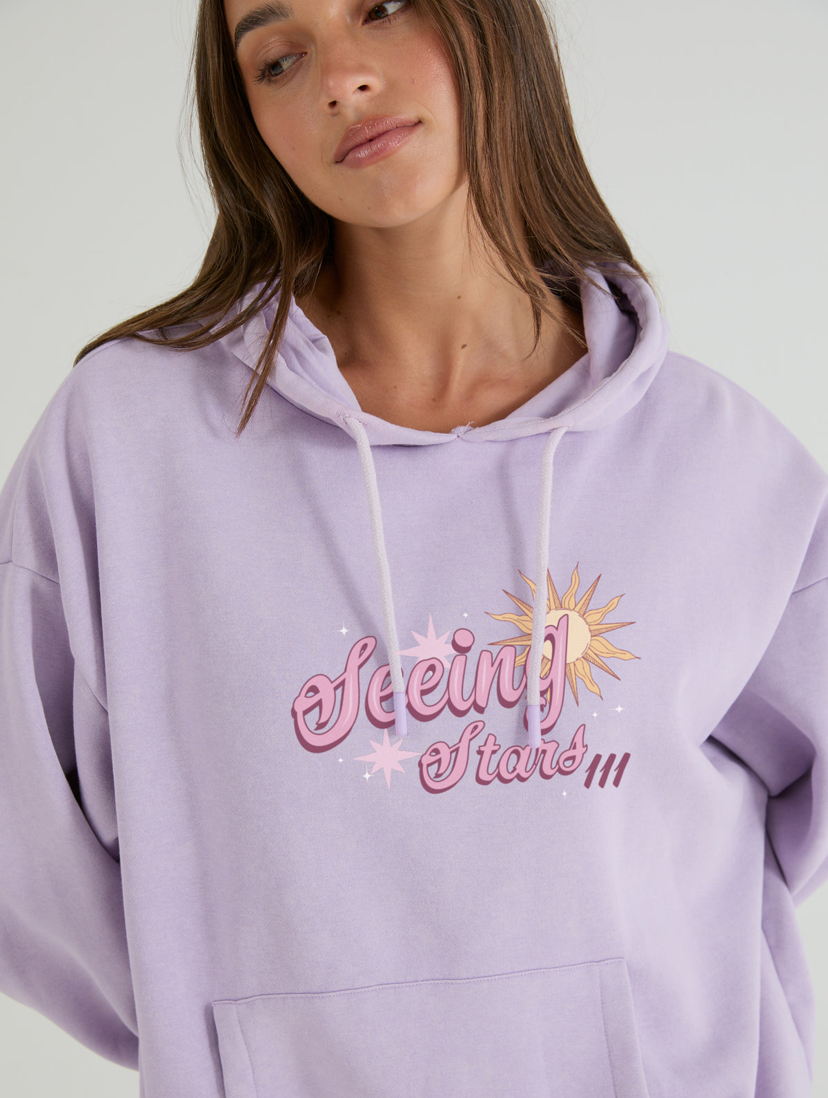 Seeing Stars Hoodie In Lilac Acid Wash
