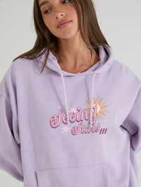 Seeing Stars Hoodie In Lilac Acid Wash