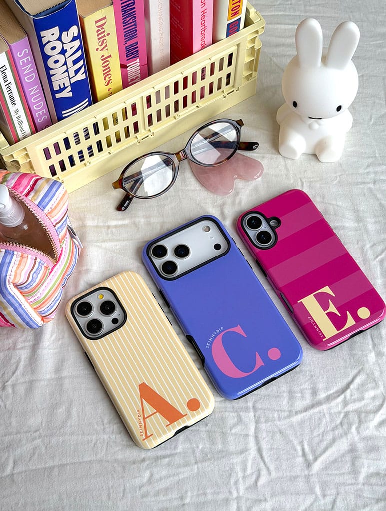 'A' Initial Patterned Yellow Ultra Protective iPhone Case Phone Cases Skinnydip London