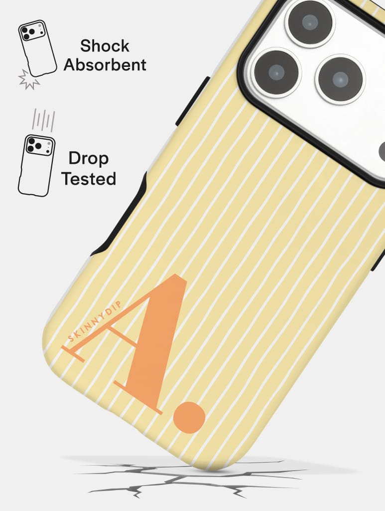 'A' Initial Patterned Yellow Ultra Protective iPhone Case Phone Cases Skinnydip London