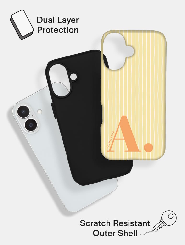 'A' Initial Patterned Yellow Ultra Protective iPhone Case Phone Cases Skinnydip London