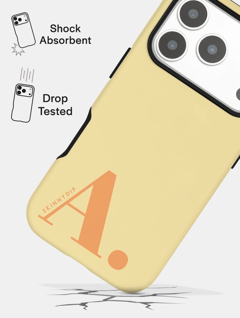 'A' Initial Yellow Ultra Protective iPhone Case Phone Cases Skinnydip London