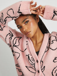 Abstract Line Knitted Cardigan in Black & Pink Jumpers & Cardigans Skinnydip London