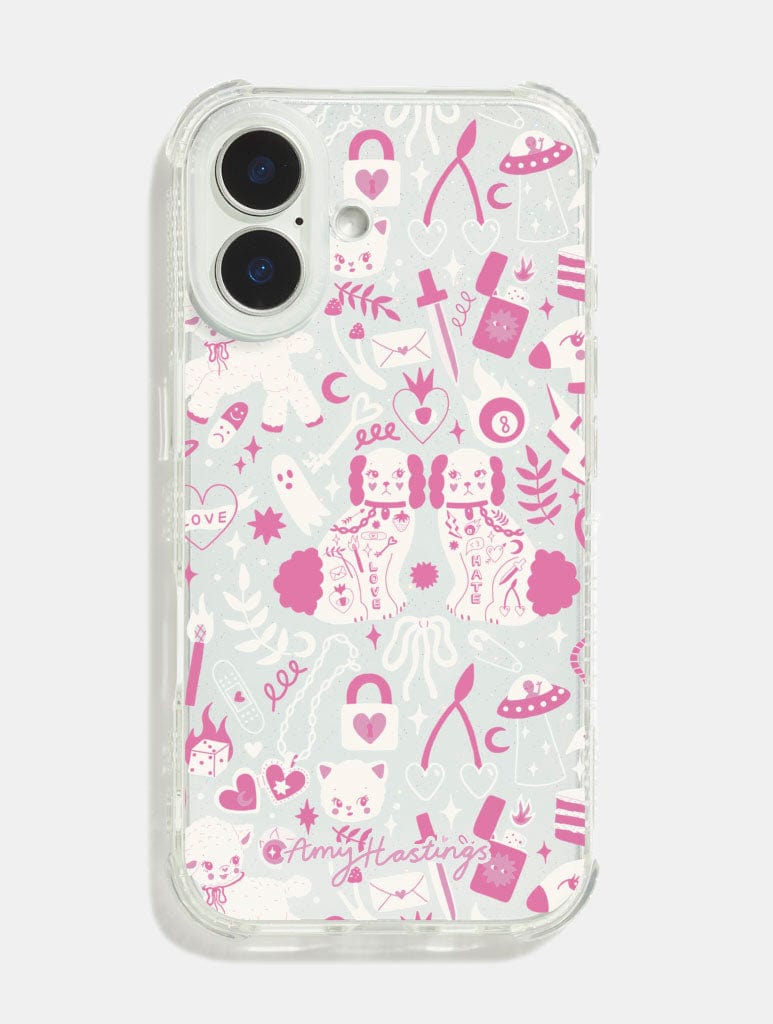 Amy Hastings x Skinnydip Pink Doodles Shock iPhone Case Phone Cases Skinnydip London