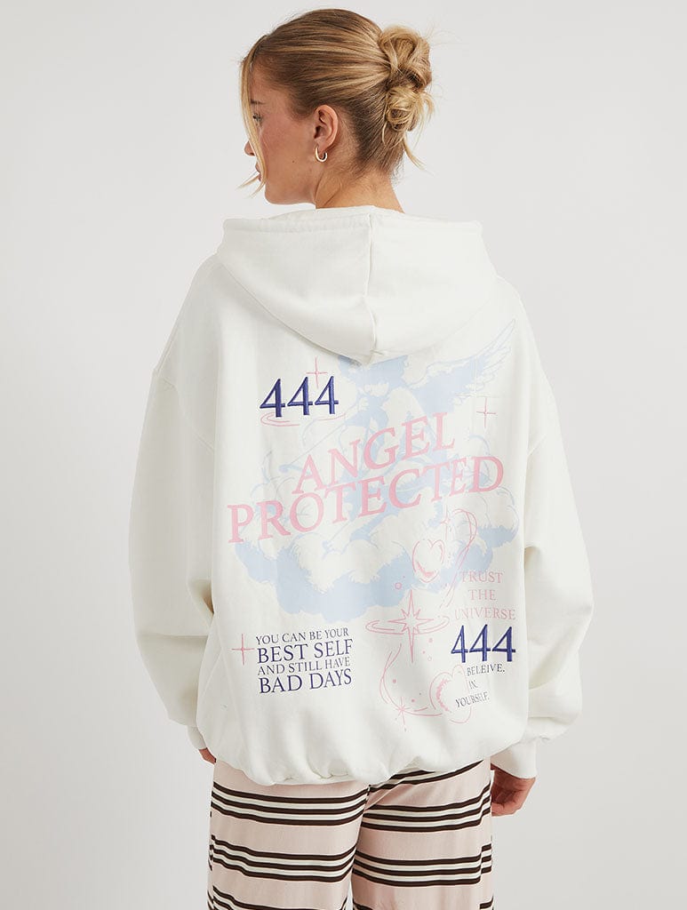 Angel Protected Ecru Hoodie Hoodies & Sweatshirts Skinnydip London