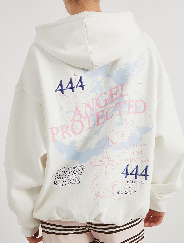 Angel Protected Ecru Hoodie Hoodies & Sweatshirts Skinnydip London