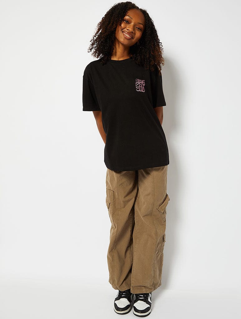 Antisocial Graphic Black Oversized T-Shirt Tops & T-Shirts Skinnydip London