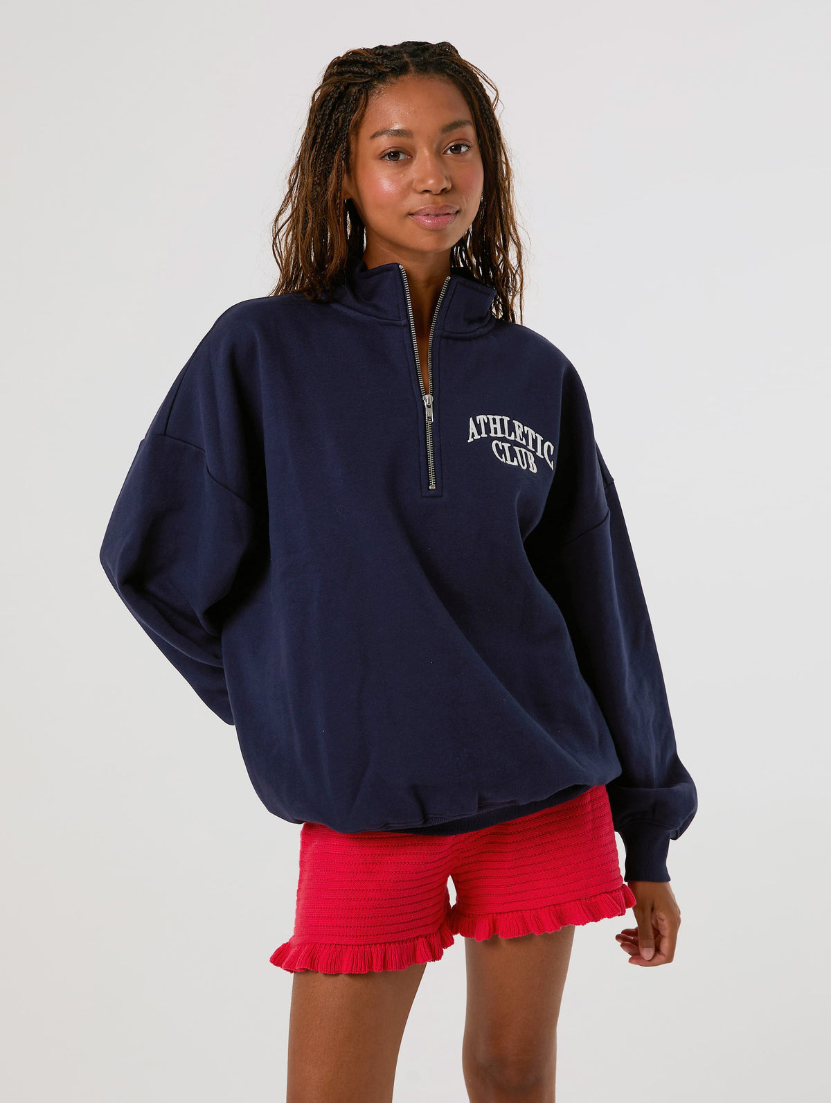 Athletic Club Navy Quarter Zip Sweatshirt Hoodies & Sweatshirts Skinnydip London