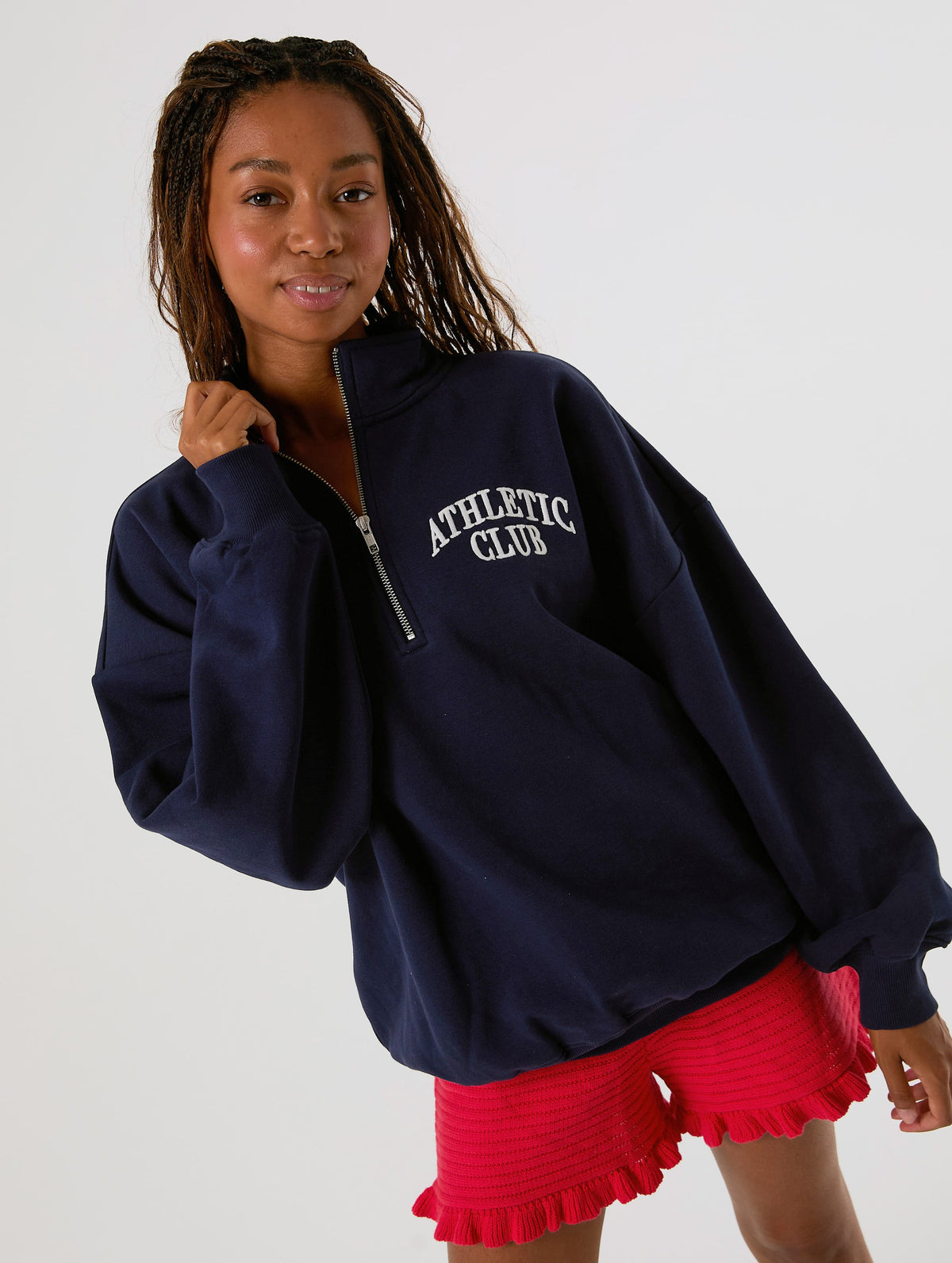 Athletic Club Navy Quarter Zip Sweatshirt Hoodies & Sweatshirts Skinnydip London