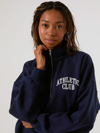 Athletic Club Navy Quarter Zip Sweatshirt Hoodies & Sweatshirts Skinnydip London